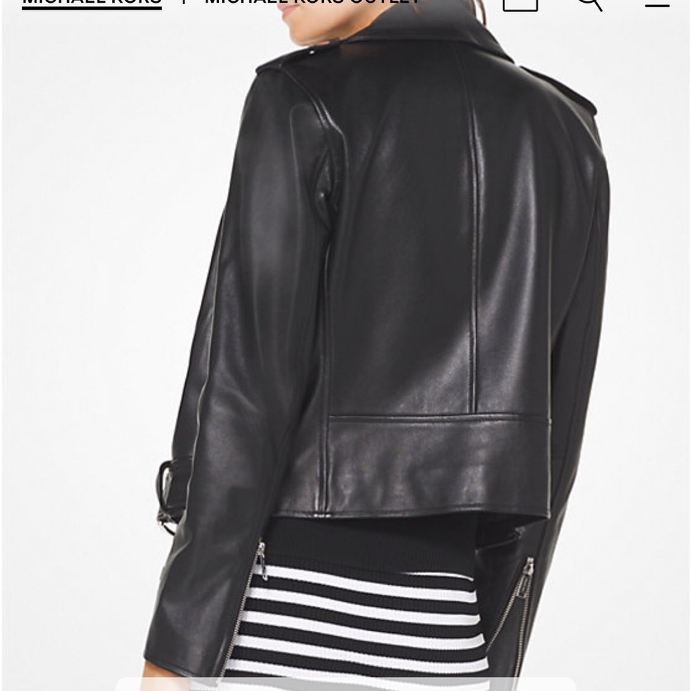Michael Kors Black Leather Jacket xs - Picture 3 of 4